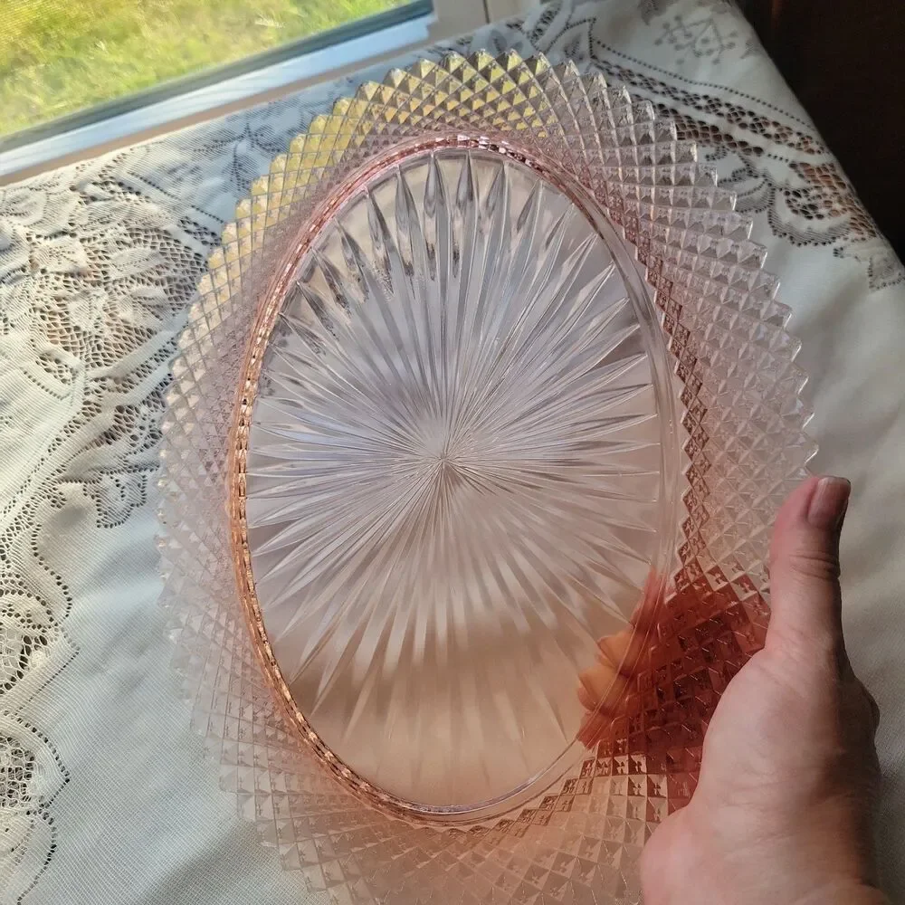 VTG Anchor Hocking Miss America Pink Depression Glass Serving Platter 12